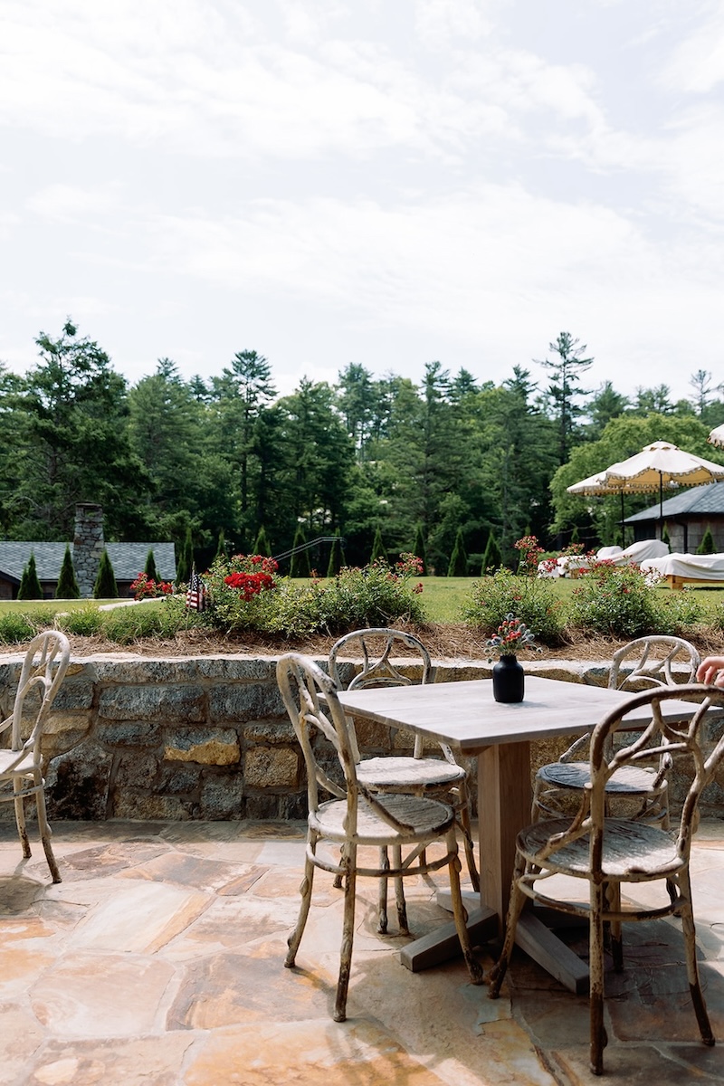 outdoor patio dining space at chic mountain resort. High Hampton in North Carolina, Sarah Bradshaw Photography