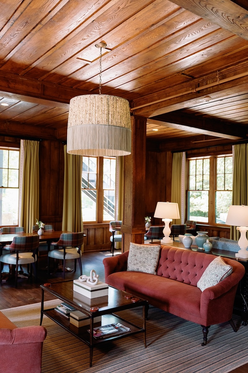 cozy seating lounge at luxe mountain resort. High Hampton in North Carolina, Sarah Bradshaw Photography