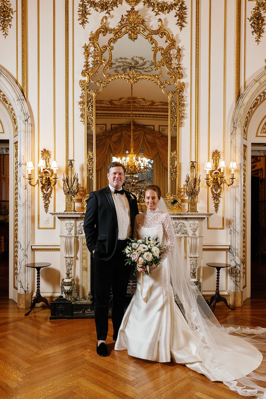 elegant wedding day portrait, black tie wedding outfits. Timeless winter wedding, anderson house, washington dc, sarah bradshaw photography.