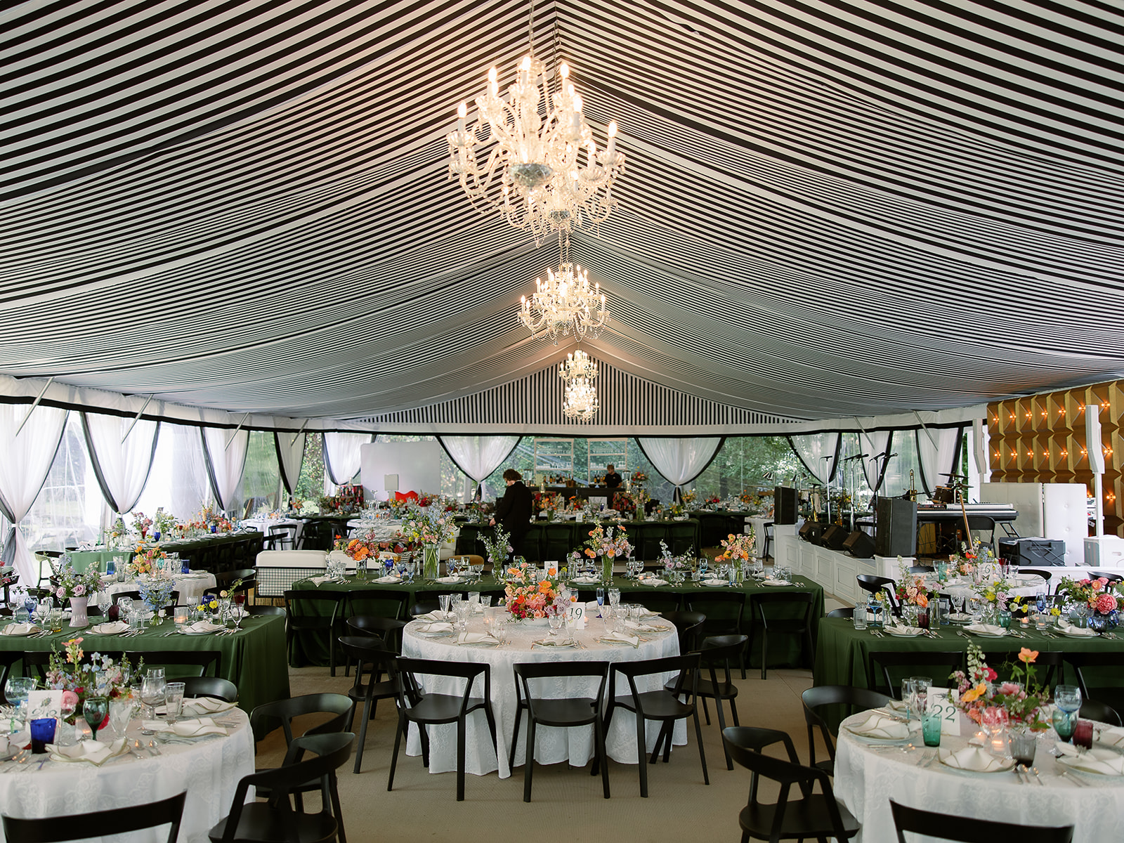 Bold, colorful tented wedding, chandeliers. Spring, private home tented wedding in south carolina. Sarah Bradshaw Photography