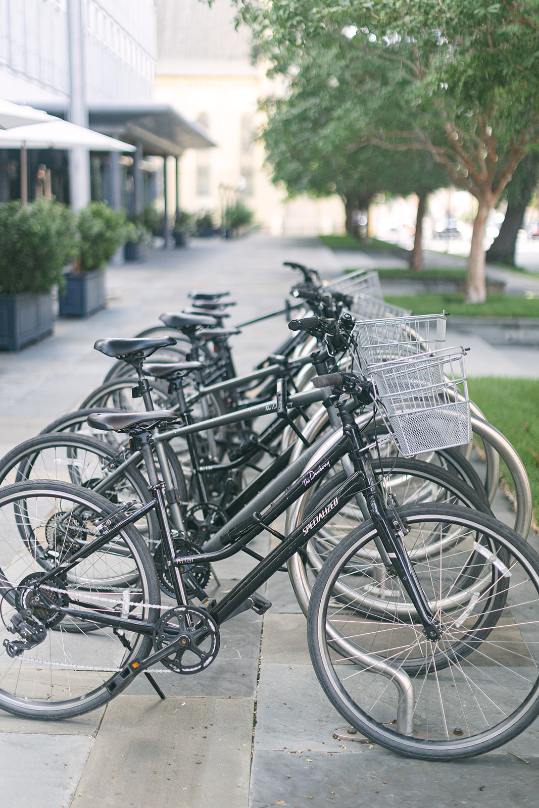 rentable bikes to explore the city. The Dewberry Hotel, Charleston South Carolina. Sarah Bradshaw Photography