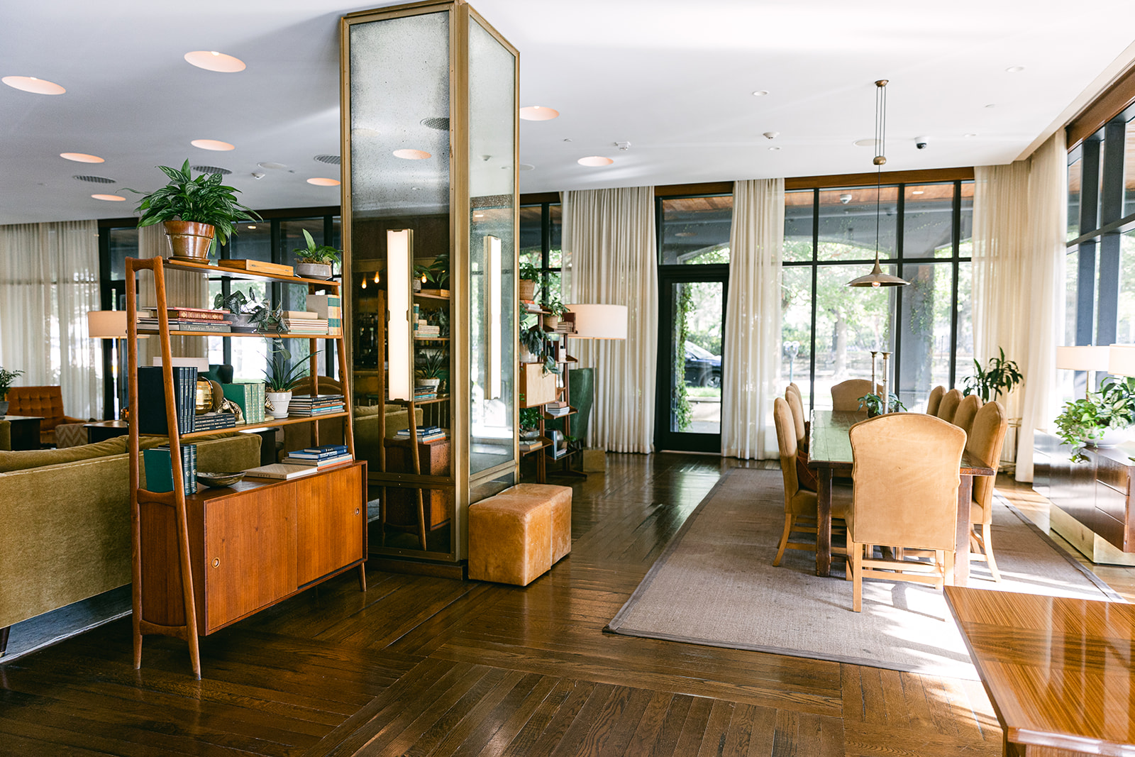 chic modern hotel lobby space. The Dewberry Hotel, Charleston South Carolina. Sarah Bradshaw Photography