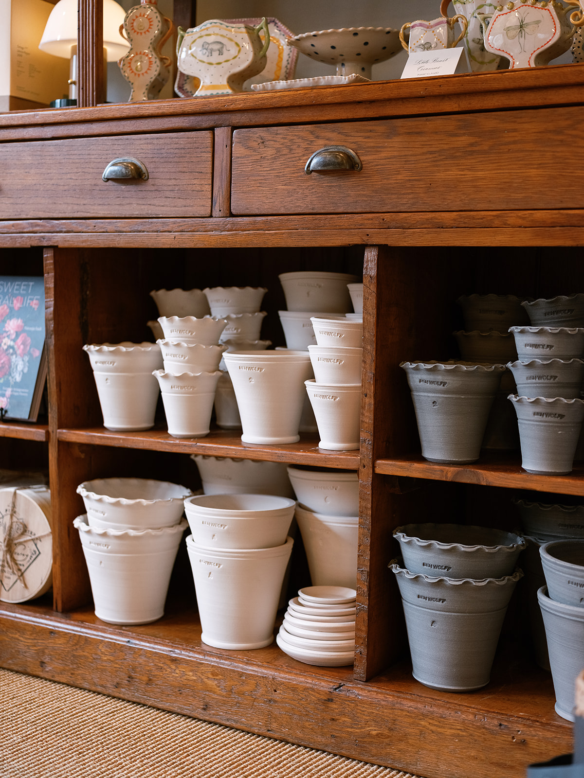 handmade ceramic flower pots. artisanal housewares store, georgetown dc, alexandria va. sarah bradshaw photography