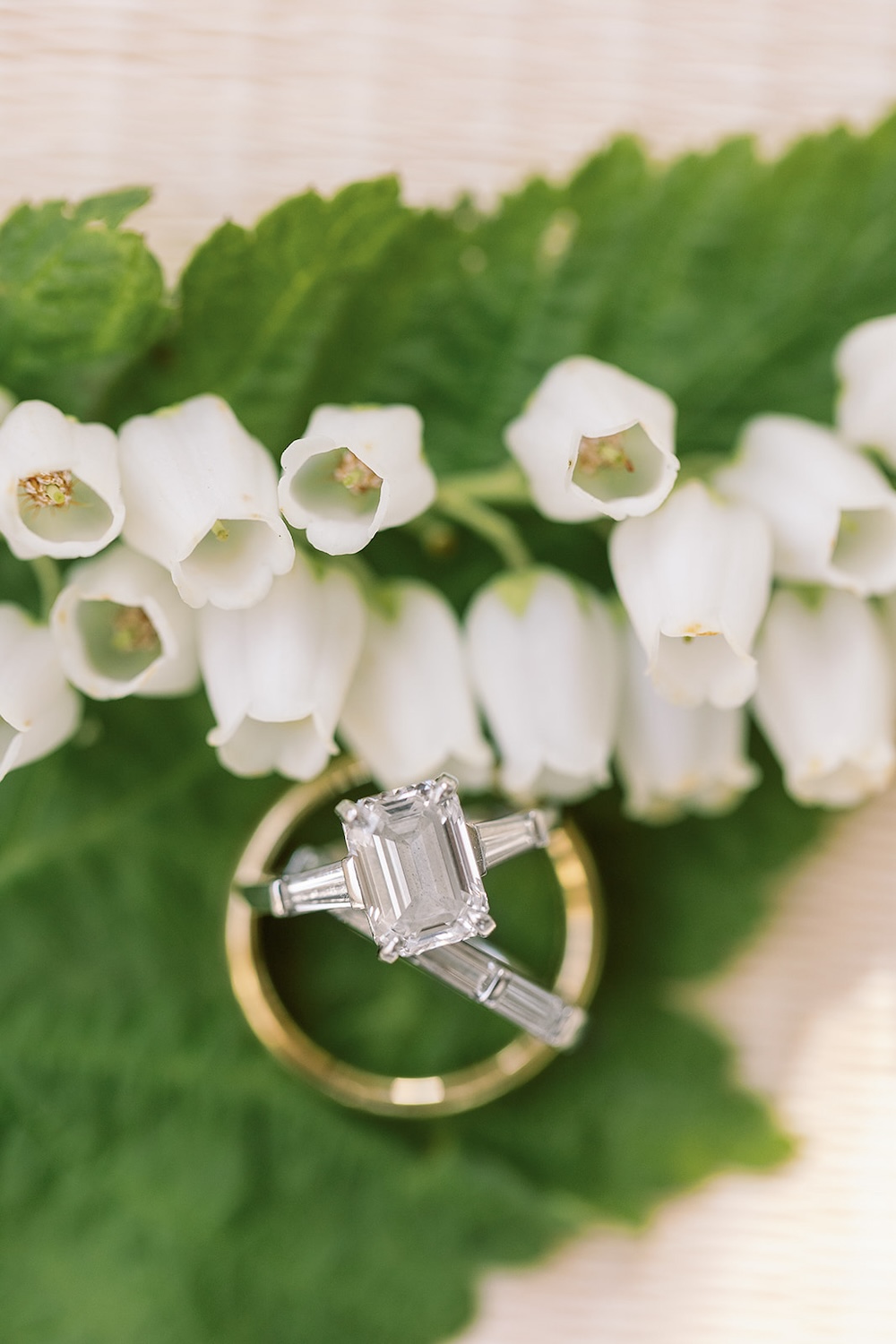 Elegant emerald cut diamond wedding ring. Modern Luxe Washington DC wedding, Sarah Bradshaw Photography