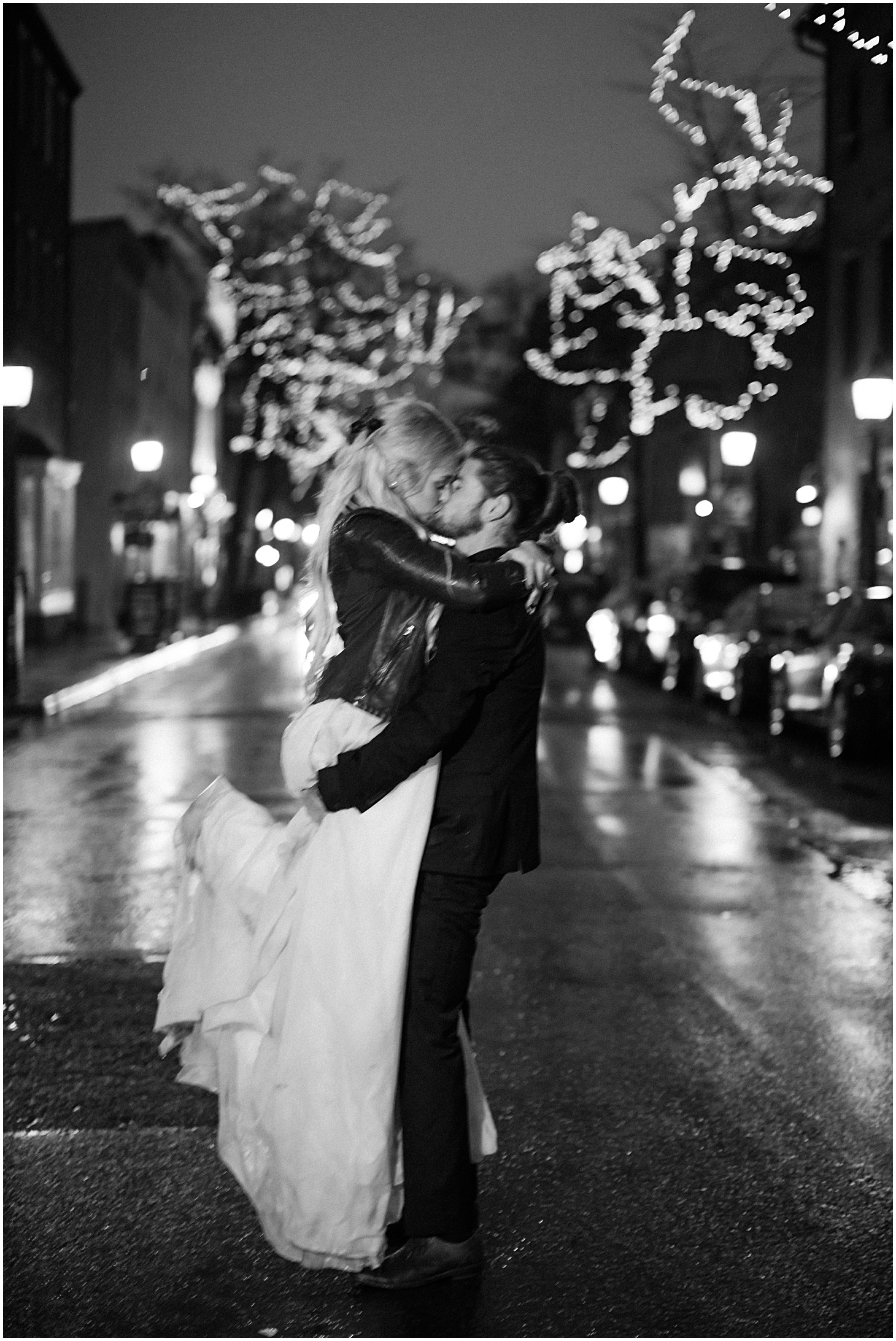 Rainy engagement photo, Old Town Alexandria, DC wedding photographer, night photo