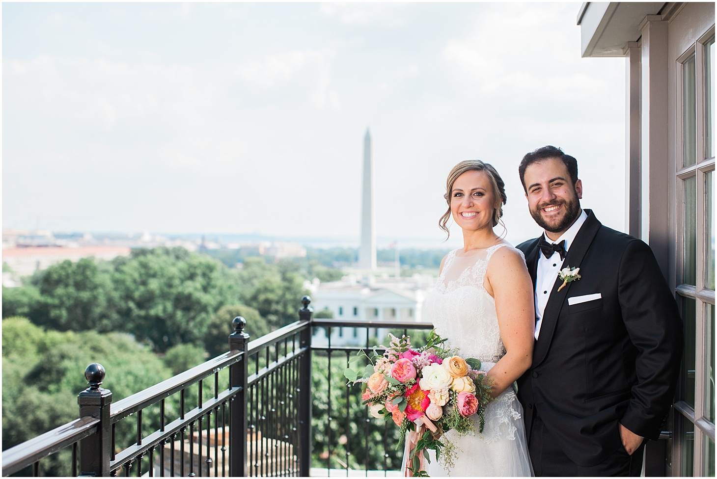 Wedding Portraits Overlooking the Washington Monument at the Hay-Adams Hotel | Interfaith DC Wedding by Sarah Bradshaw Photography