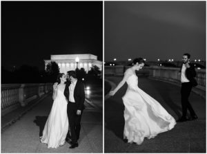 Formal Engagement Portraits at Memorial Bridge in DC, Black Tie Evening Engagement Session at Kennedy Center and Memorial Bridge, Sarah Bradshaw Photography