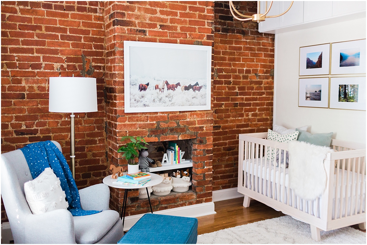 Modern Nursery Decor Inspiration | Exposed Brick Nursery Tour | Sarah Bradshaw Photography | Washington, DC Interior Design Photographer