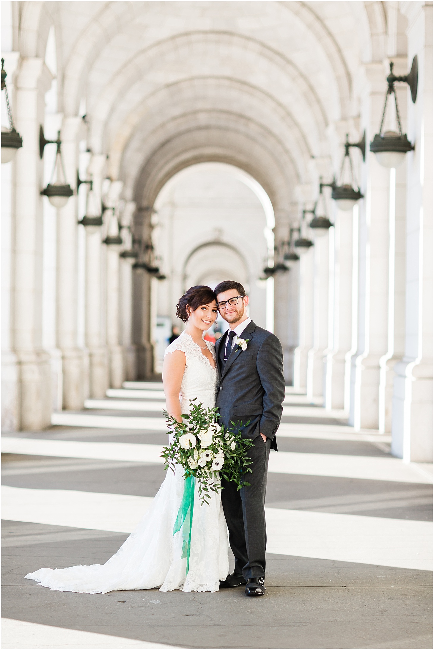 Wedding Portraits at Union Station, Hexagon-Inspired Emerald Wedding at Union Station in Washington DC, Sarah Bradshaw Photography