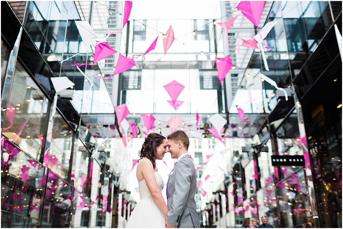 First Look at City Center in DC, Dusty Blue and Pink Jewish Wedding at Women in the Arts, Sarah Bradshaw Photography, DC Wedding Photographer