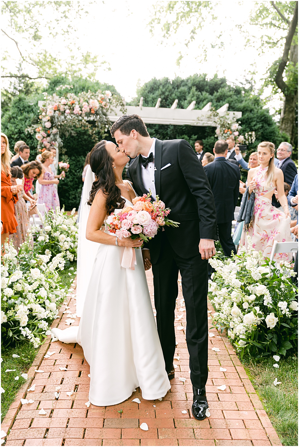 First Kiss as man and wife! Joyful summer wedding at the Inn at Willow Grove