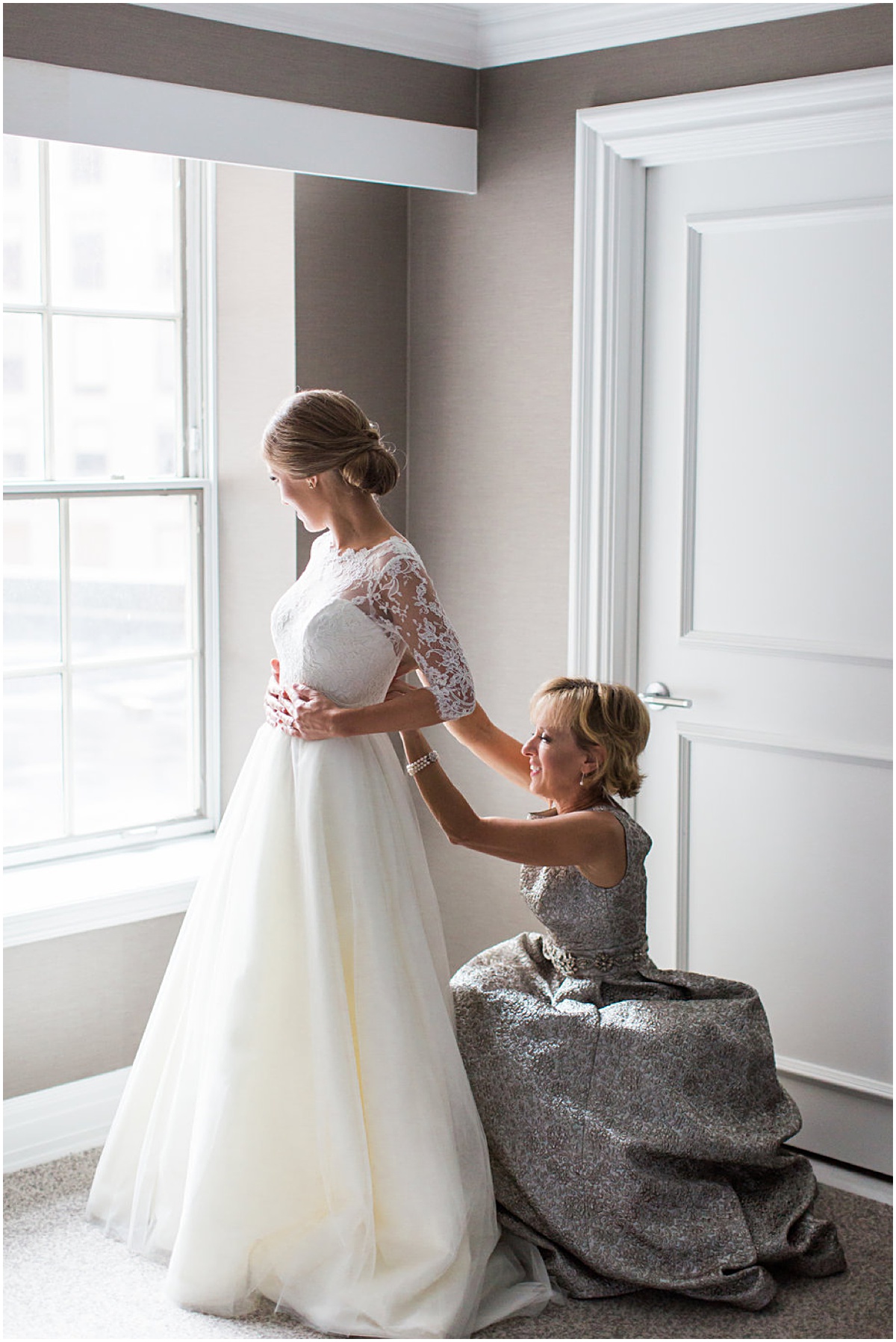 Mom helping bride getting ready at The Mayflower Hotel DC |  | The 10 Best DC Hotels for  Getting Ready on Your Wedding Day