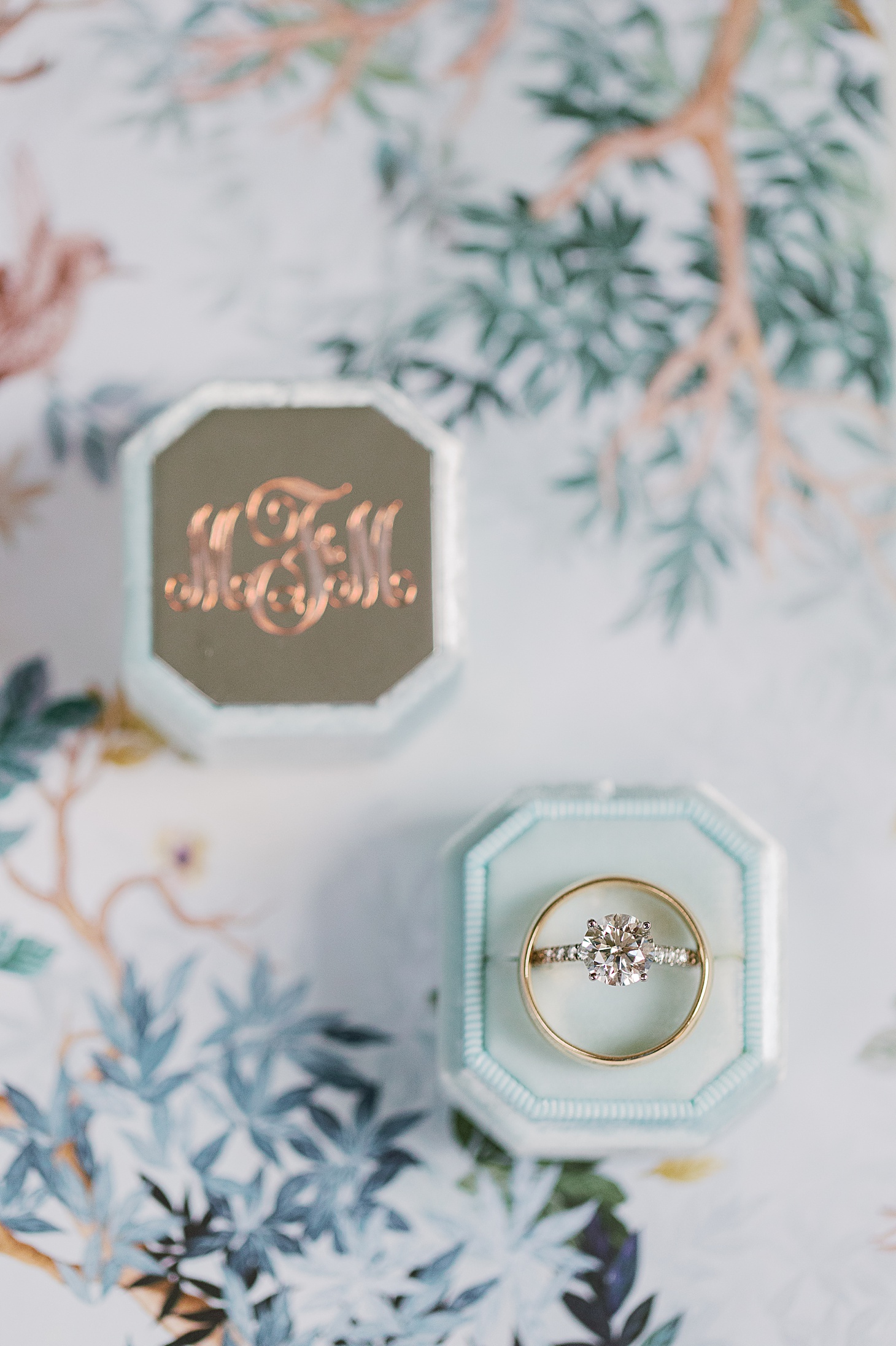 Wedding rings with Mrs Box at Traditional Family Wedding at Belle Haven Country Club in Alexandria by Sarah Bradshaw