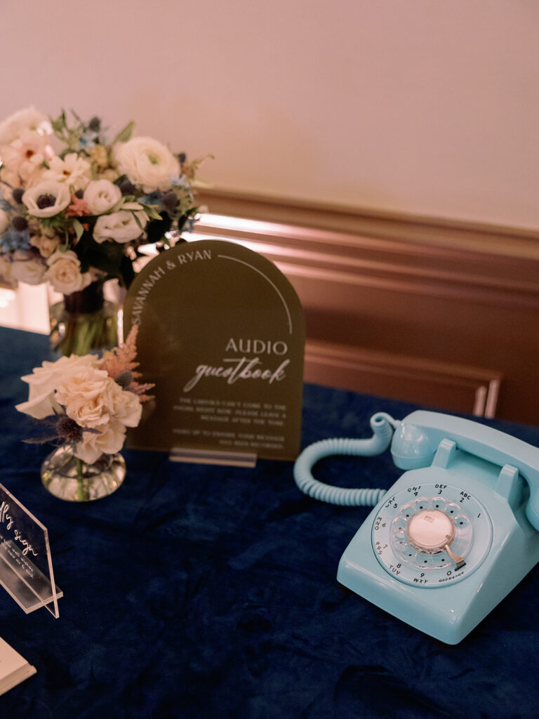 Crystal Ballroom reception audio guestbook wedding at Historic Cavalier Hotel in Virginia Beach by Sarah Bradshaw Photography